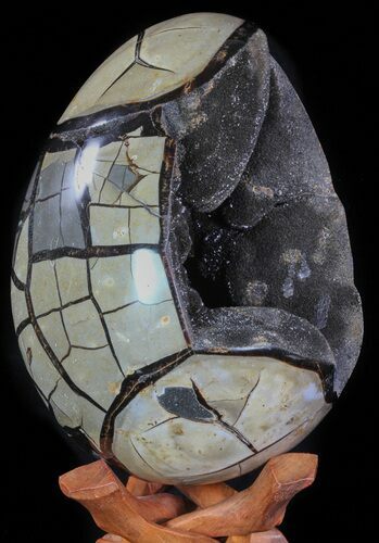 Huge, Septarian Dragon Egg Geode - Crystal Filled #63137